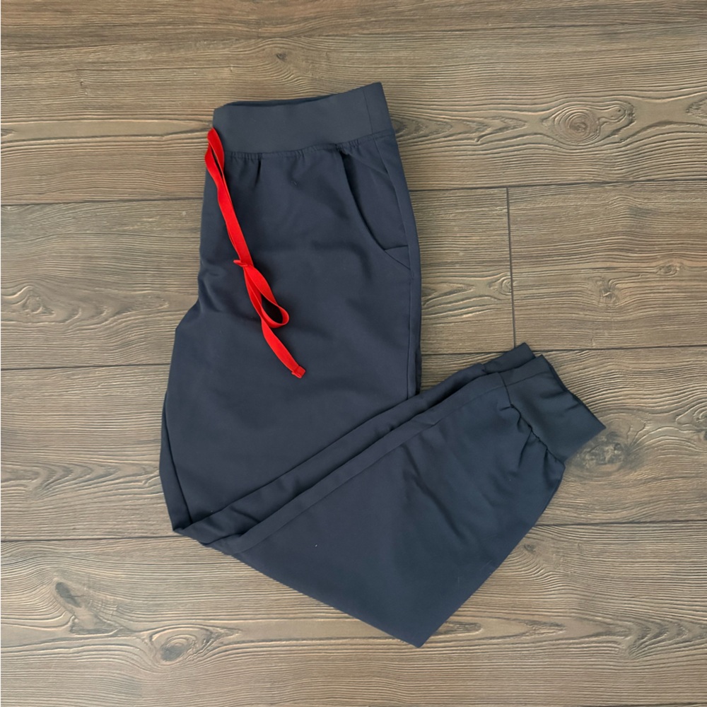 Figs Navy Joggers with Red Drawstring